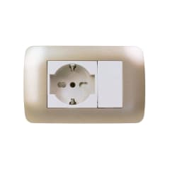 Enchufe Toma Emb. Schuko 10/16A 250V Mod. Beige Placa Titanio Lexo