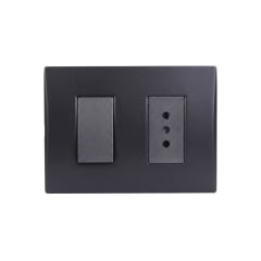 Interruptor Emb. 9/12 + Enchufe 10A 250V Negro Linea Andes Lexo
