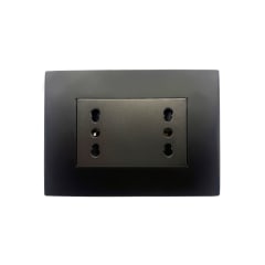 Enchufe Doble Puenteado Emb. 10/16A 250V Negro Linea Andes Lexo