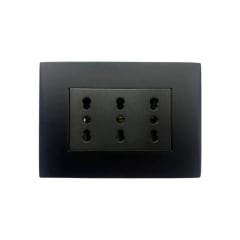 Enchufe Triple Puenteado Emb. 10/16A 250V Negro Linea Andes Lexo