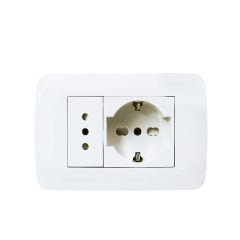 Enchufe Toma Emb. Schuko 10/16A + Enchufe 10A 250V Blanco Lexo