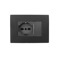 Enchufe Toma Emb. Schuko 10/16A + Enchufe 10A 250V Negro Linea Andes Lexo