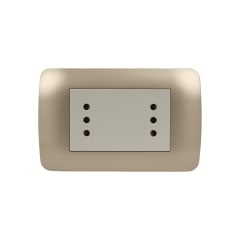 Enchufe Doble Puenteado Emb. 10A 250V Mod. Beige Placa Titanio Lexo