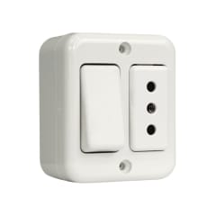 Interruptor Simple Sobrepuesto 9/12 + Enchufe Simple 10A - Stanford