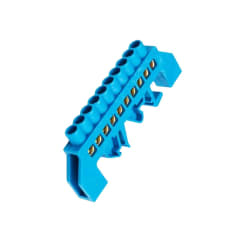Barra Repartidora Riel Din 10 Conexiones Aislada Azul