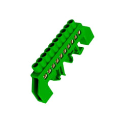 Barra Repartidora Riel Din 10 Conexiones Aislada Verde