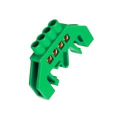 Barra Repartidora Riel Din 4 Conexiones Aislada Verde