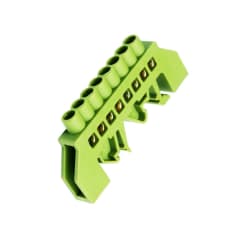 Barra Repartidora Riel Din 8 Conexiones Aislada Verde