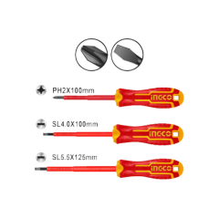 Set Destornilladores Industrial Aislado VDE Ph/Sl 3 Piezas INGCO HKISD0308