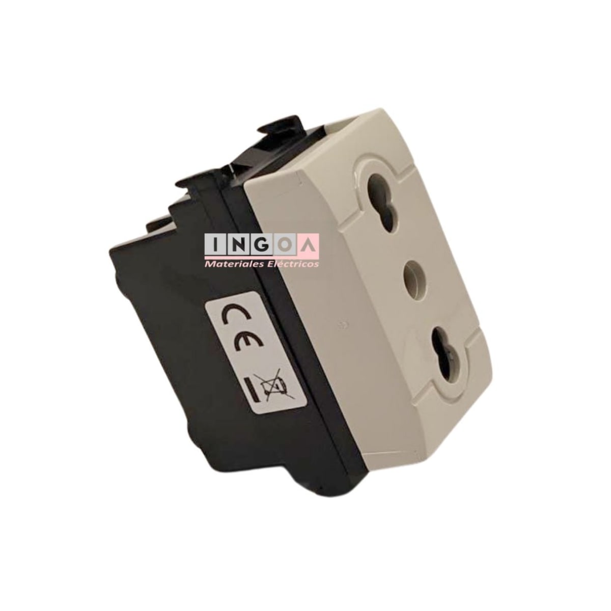 Modulo Enchufe 2P+T 10/16A Bipaso 220 -250V Gris Evolution - Scame - Vista 2