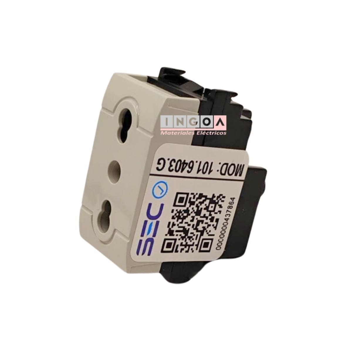 Modulo Enchufe 2P+T 10/16A Bipaso 220 -250V Gris Evolution - Scame - Vista 4