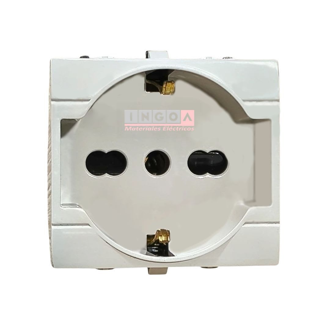 Modulo Schuko 2P+T 10/16A Bipaso 220-250V Gris Evolution - Scame - Vista 2