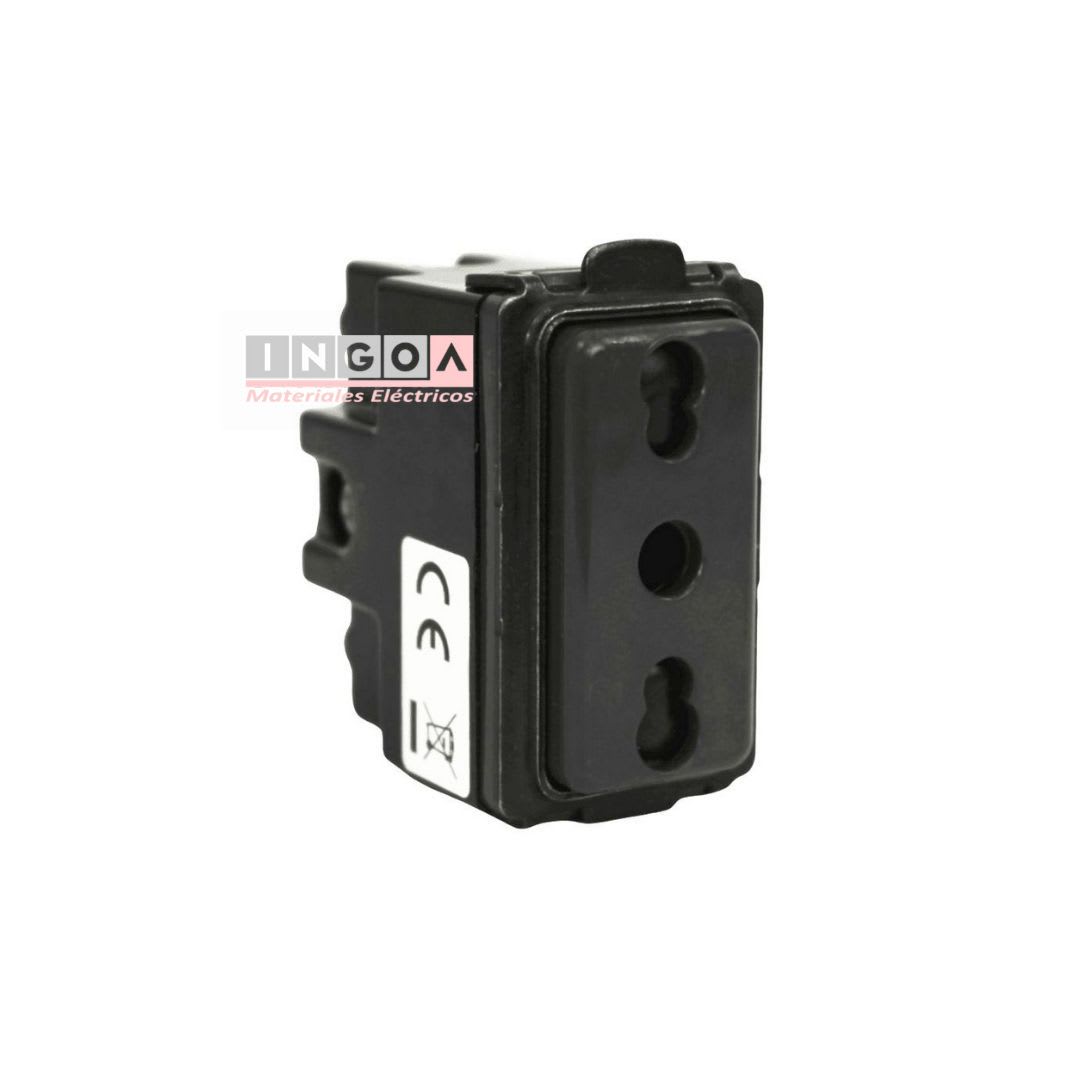 Modulo Enchufe 2P+T 10/16A Negro - Scame (Alternativo Magic) - Vista 2
