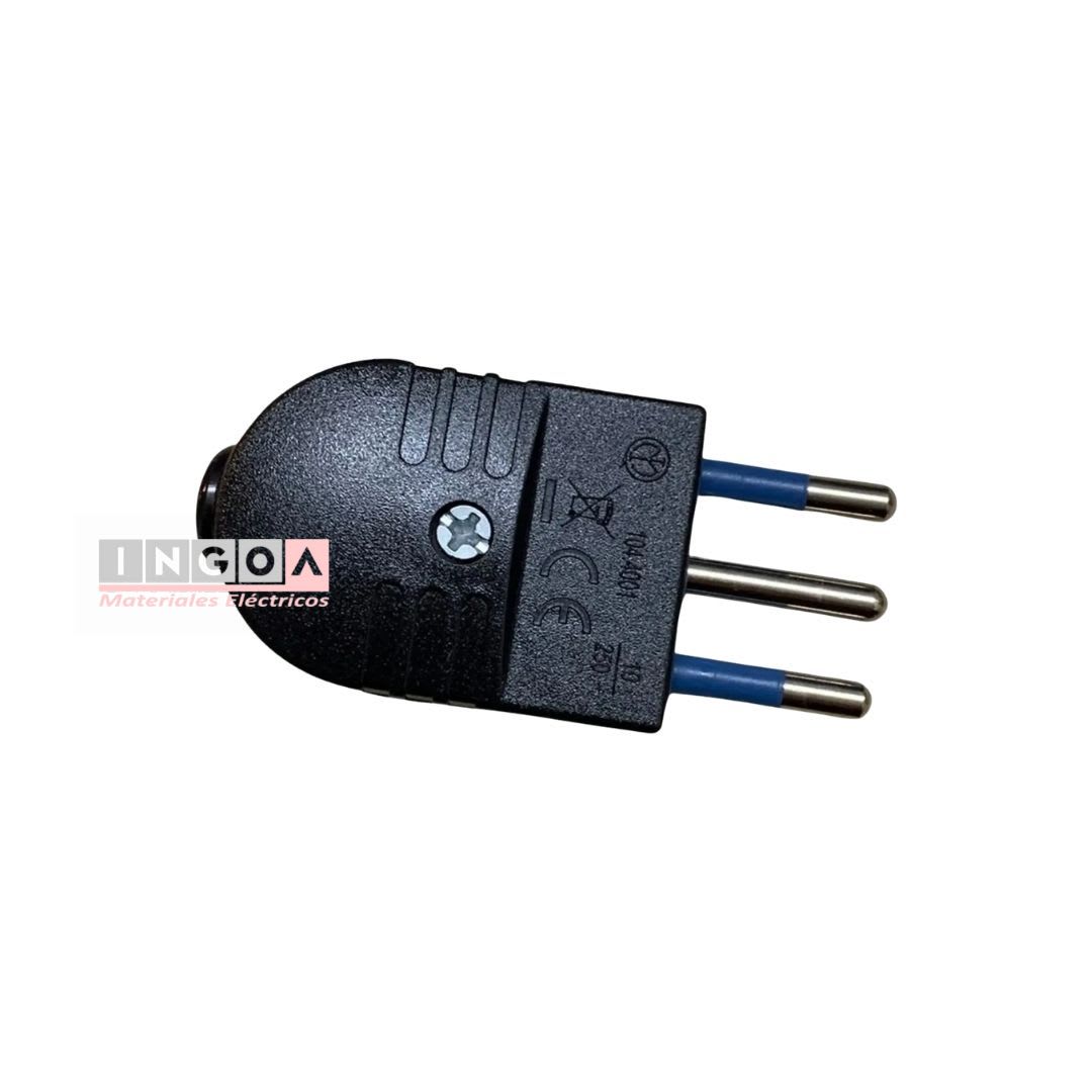 Enchufe Macho Volante 2P+T 10A 250V Dom. Negro - Scame3