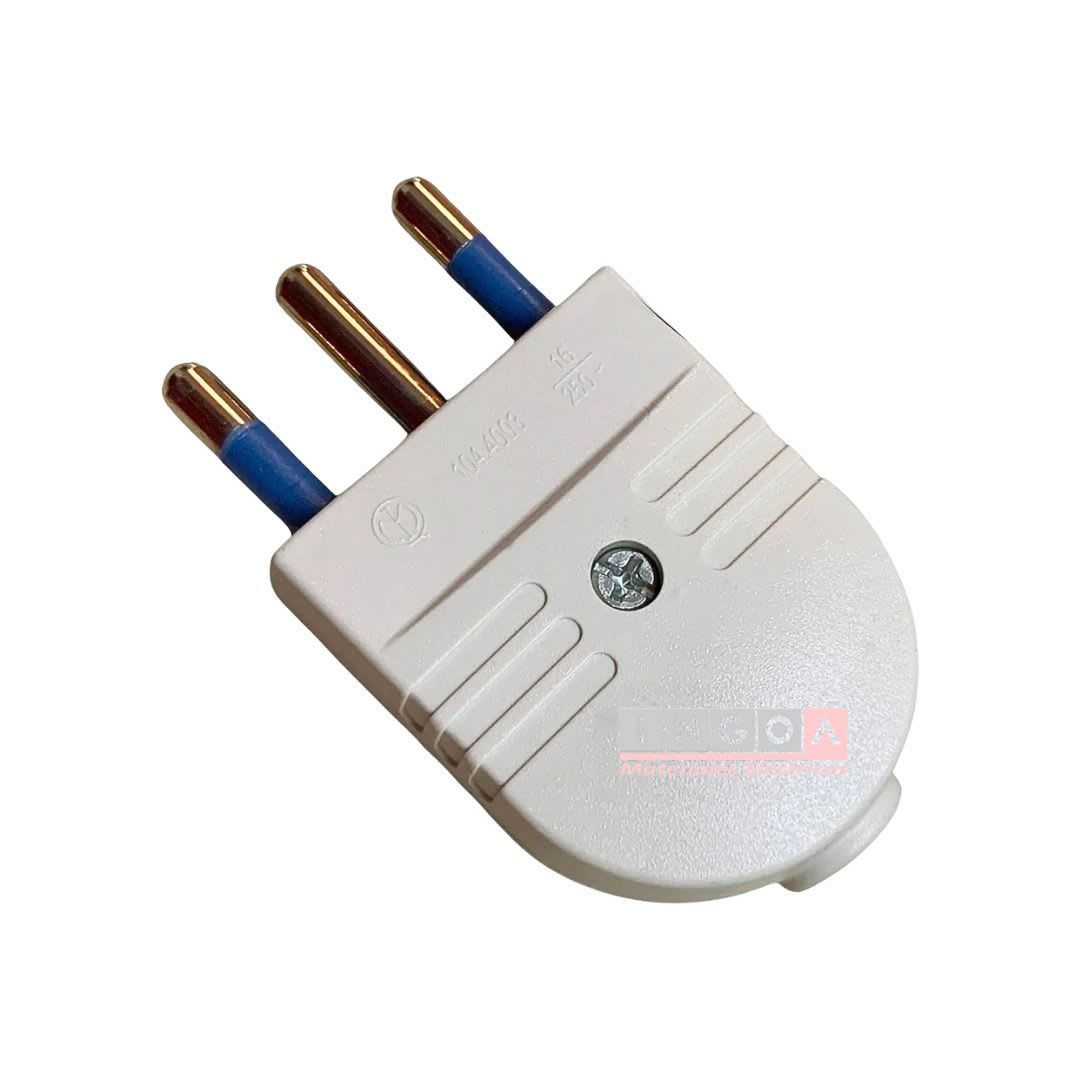 Enchufe Macho Volante 2P+T 16A 250V Dom. Blanco - Scame - Vista 2
