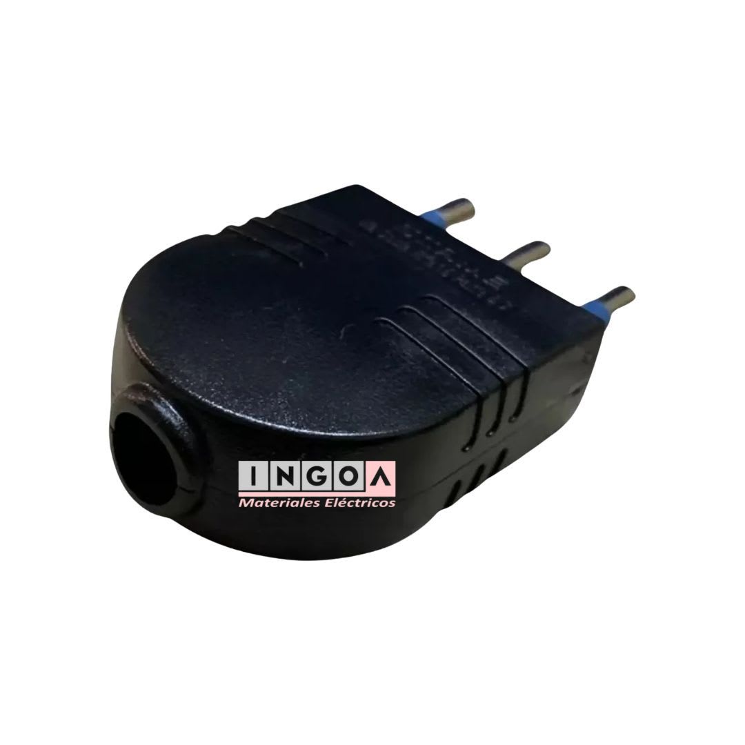Enchufe Macho Volante 2P+T 16A 250V Dom. Negro - Scame - Vista 2