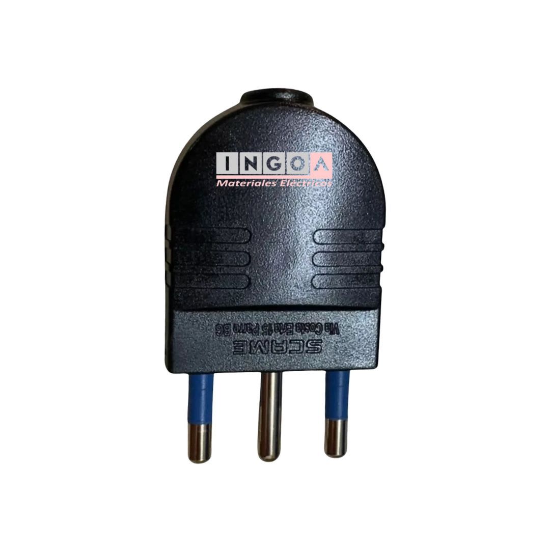 Enchufe Macho Volante 2P+T 16A 250V Dom. Negro - Scame - Vista 4