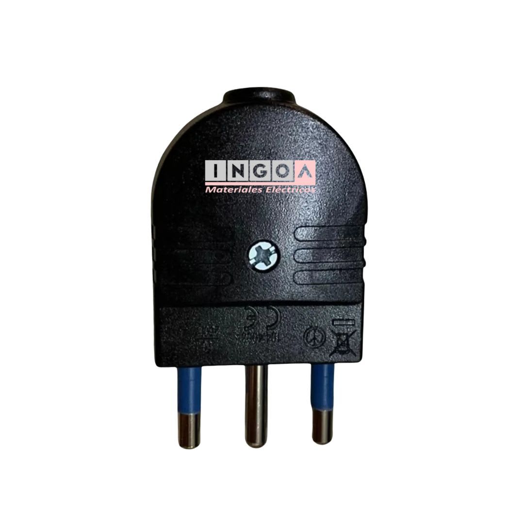 Enchufe Macho Volante 2P+T 16A 250V Dom. Negro - Scame - Vista 5