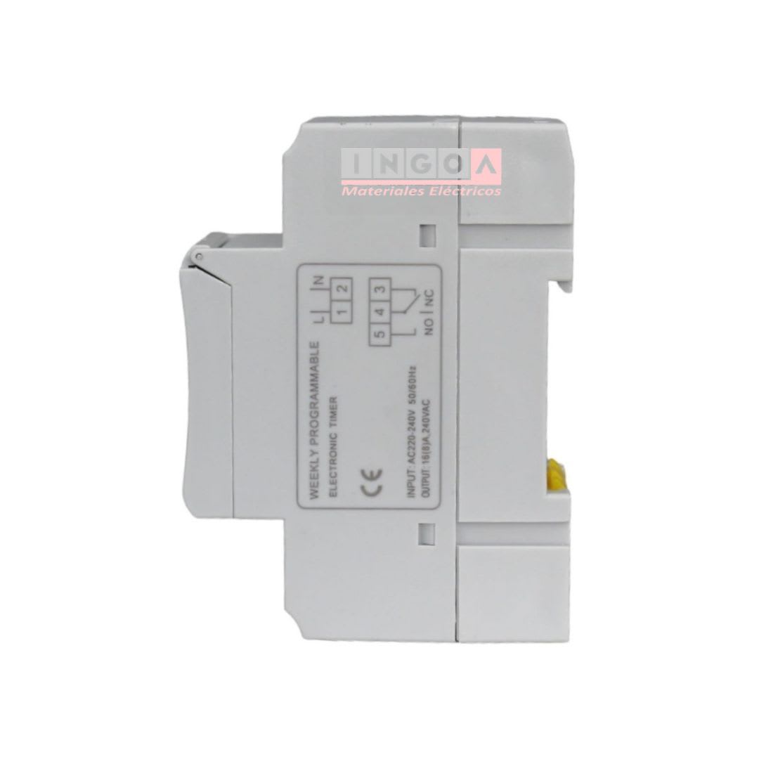 Timer Interruptor Digital 16A 220V con Reserva de Func. de 360 Hrs - CNC5