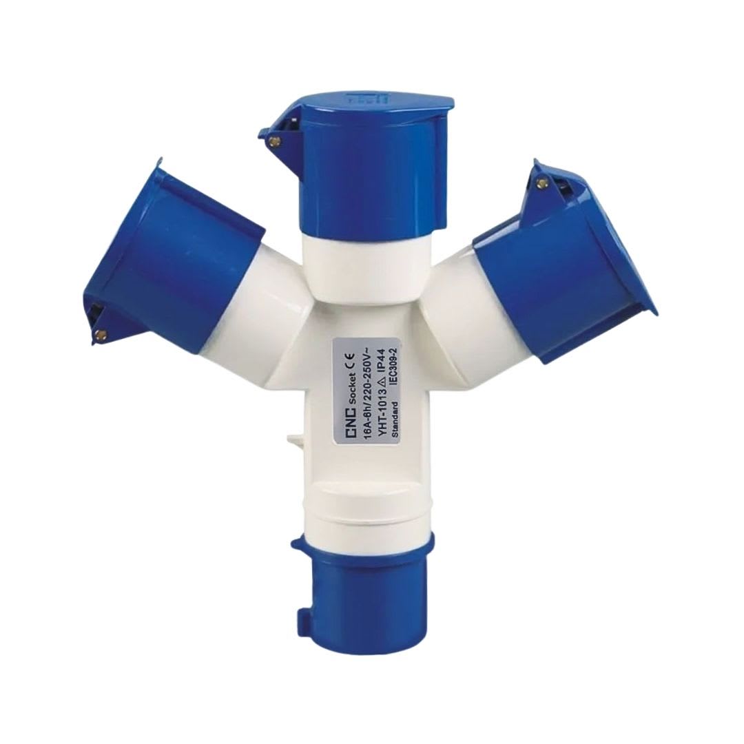 Enchufe Ind. Derivacion 3 Hembras 2P+T 16A 250V IP44 Pulpo CNC 0