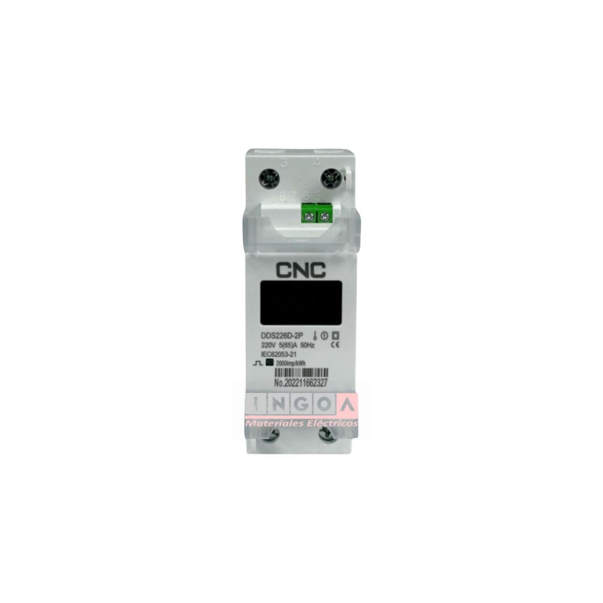 Remarcador Monofasico Digital a Riel Din 65A DDS226D-2P - CNC - Vista 3