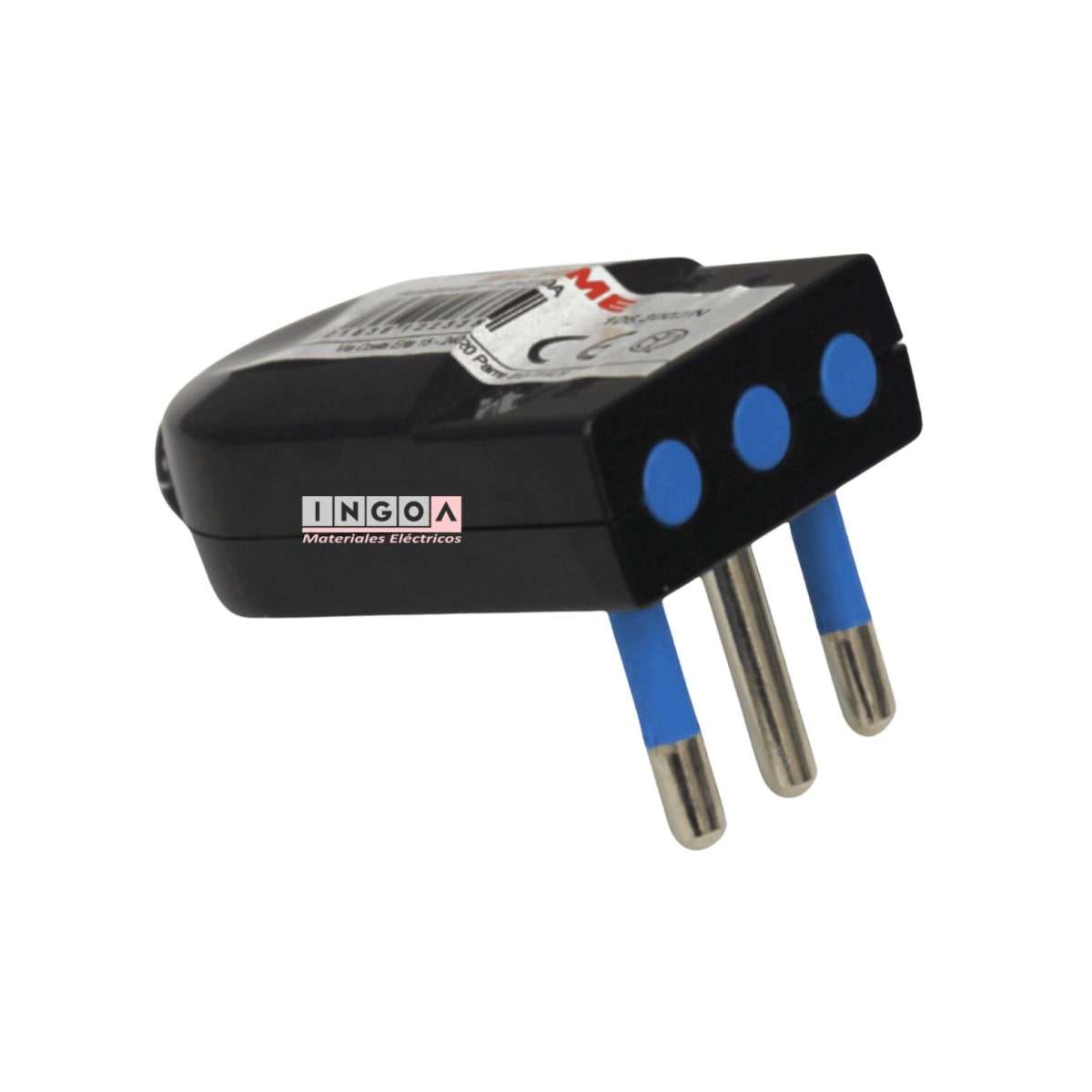 Enchufe Macho Volante Convertible 2P+T 10A 250V Dom. Negro - Scame - Vista 6