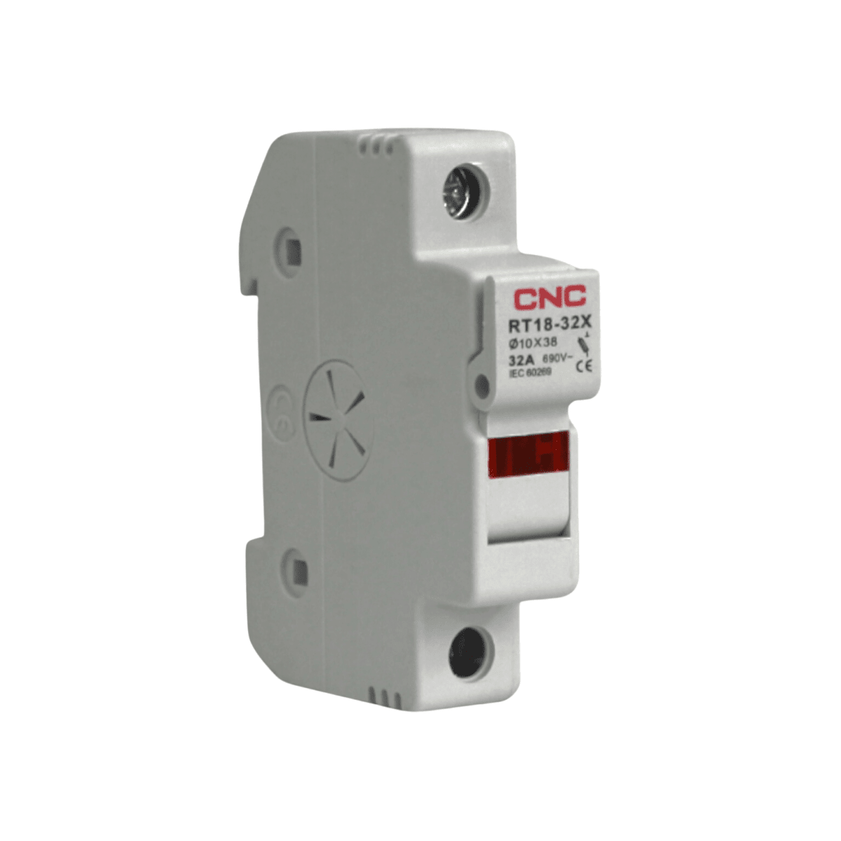 Portafusible 1P 10x38mm 1x32A, 500V S/Fusible - CNC 0