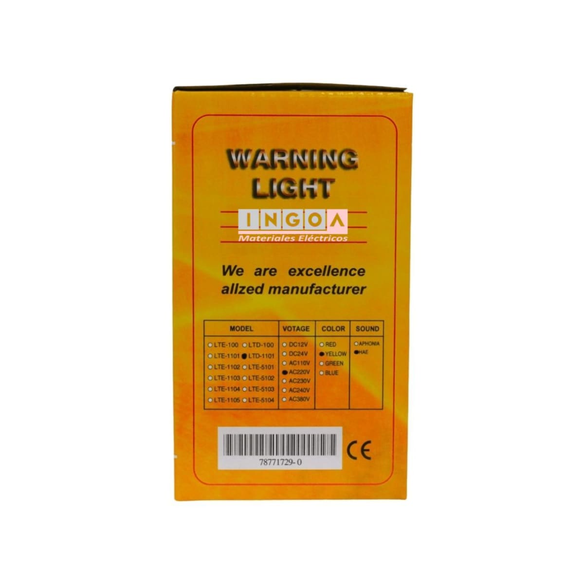 Baliza Amarilla Giratoria con Sirena e Imantada 220V LTD-1101J - CNC - Vista 5