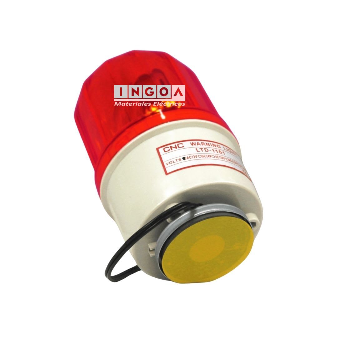 Baliza Roja Giratoria con Sirena e Imantada 12Vac LTD-1101J - CNC2
