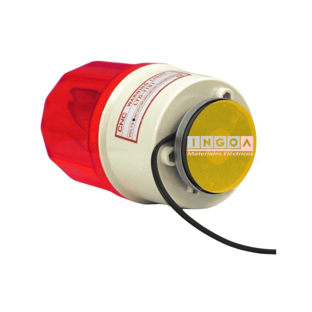 Baliza Roja Giratoria con Sirena e Imantada 12Vac LTD-1101J - CNC4