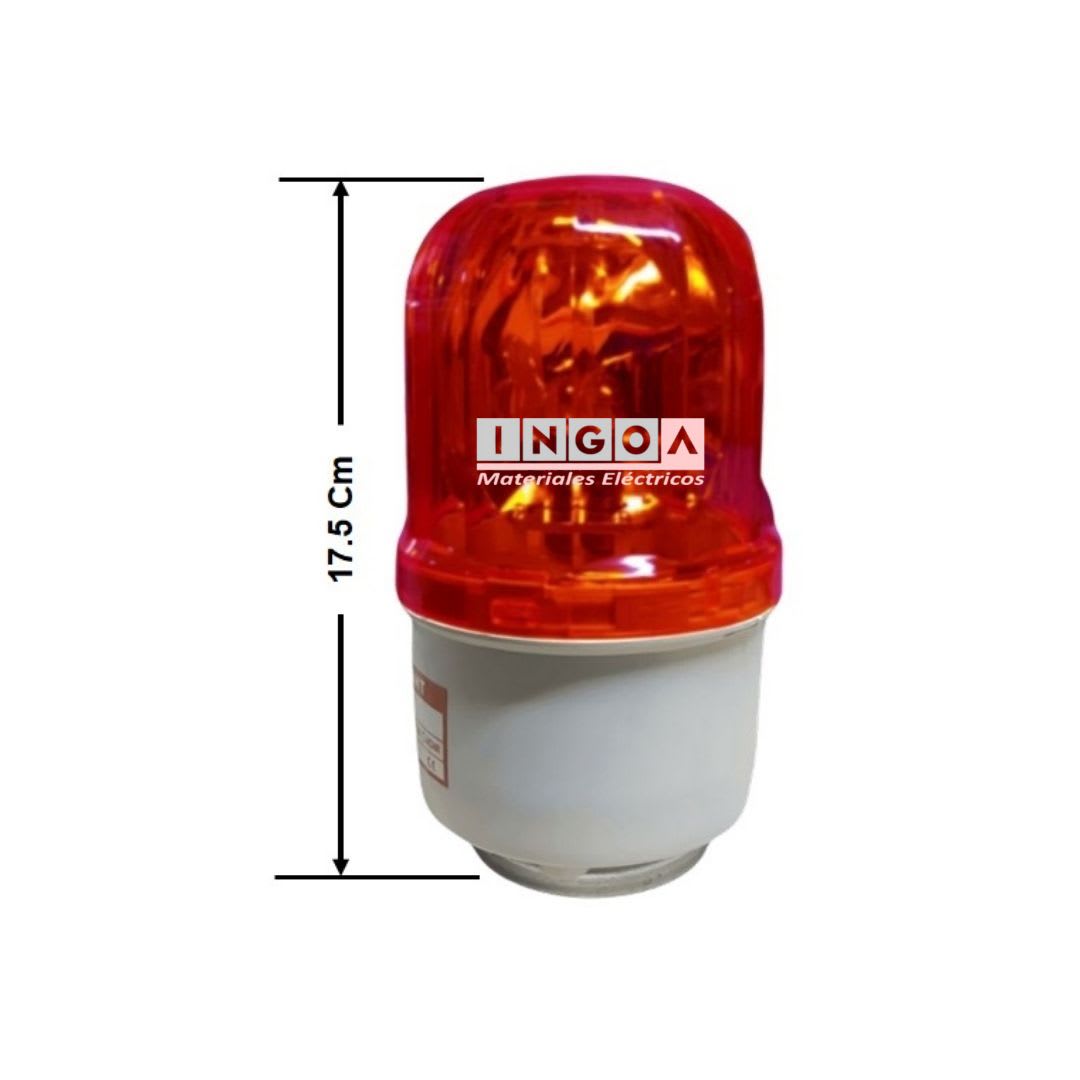 Baliza Roja Giratoria con Sirena e Imantada 12Vac LTD-1101J - CNC5