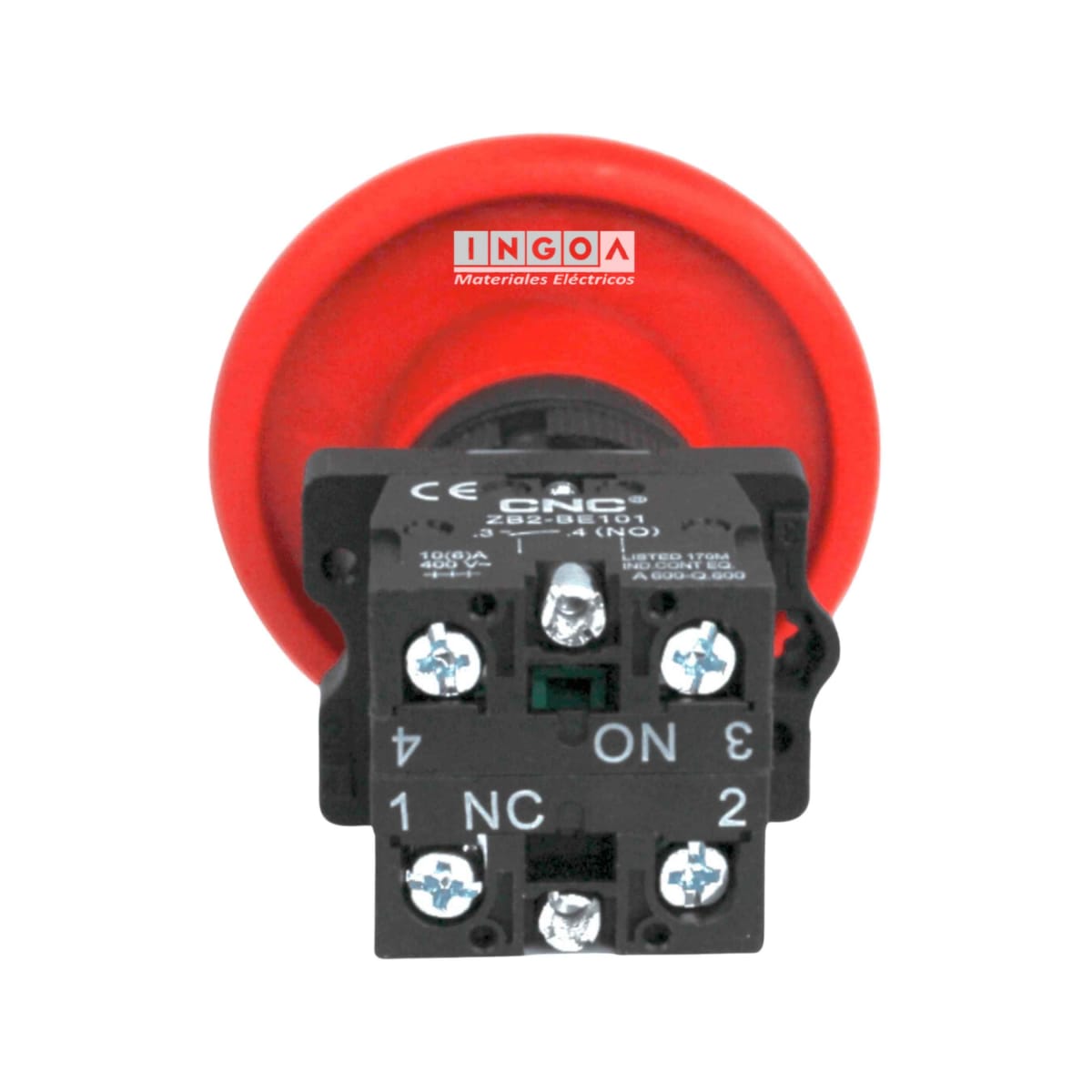 Pulsador Parada de Emergencia Sin Retención 22MM 1NC+1NO Hongo 60MM - Vista 4
