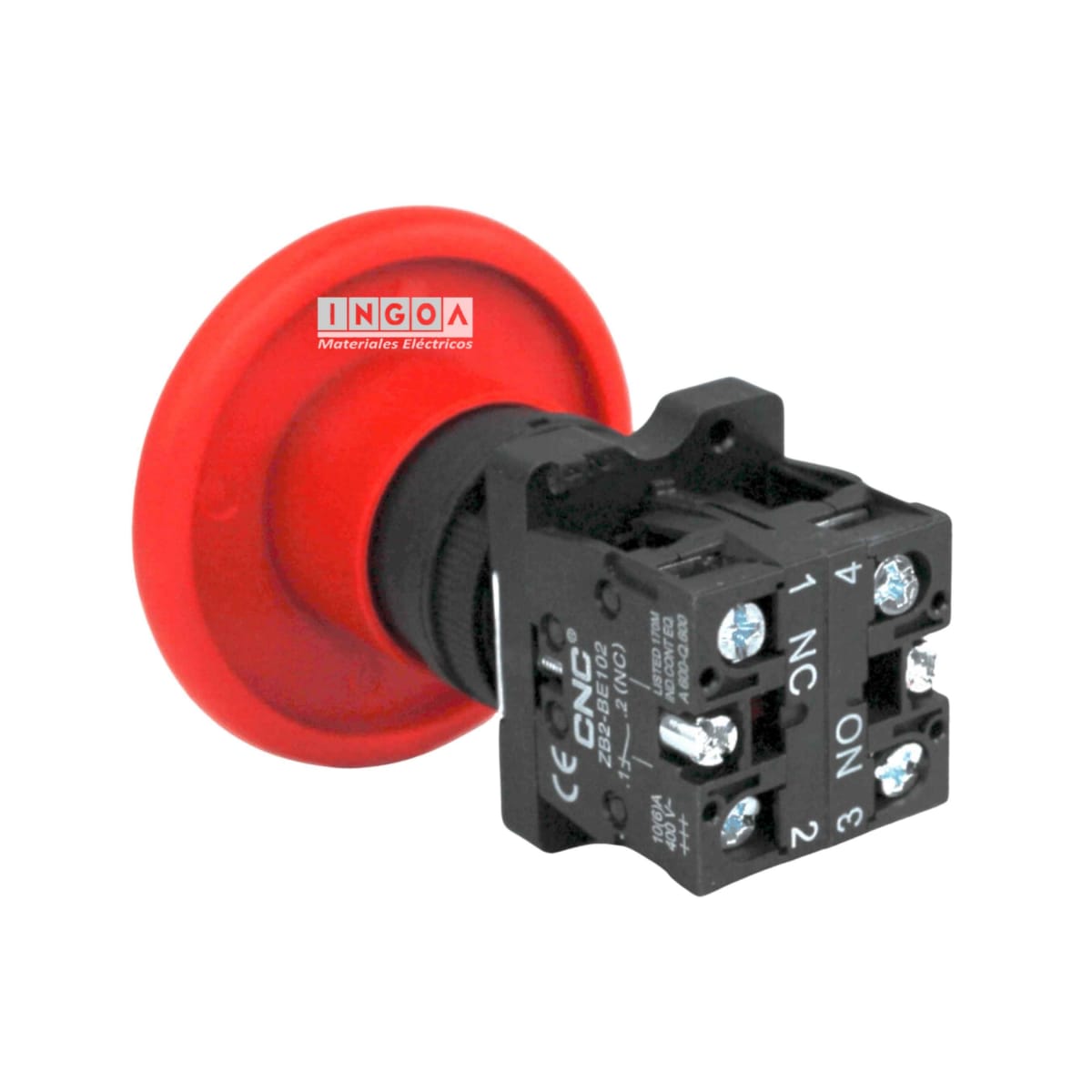 Pulsador Parada de Emergencia Sin Retención 22MM 1NC+1NO Hongo 60MM - Vista 5
