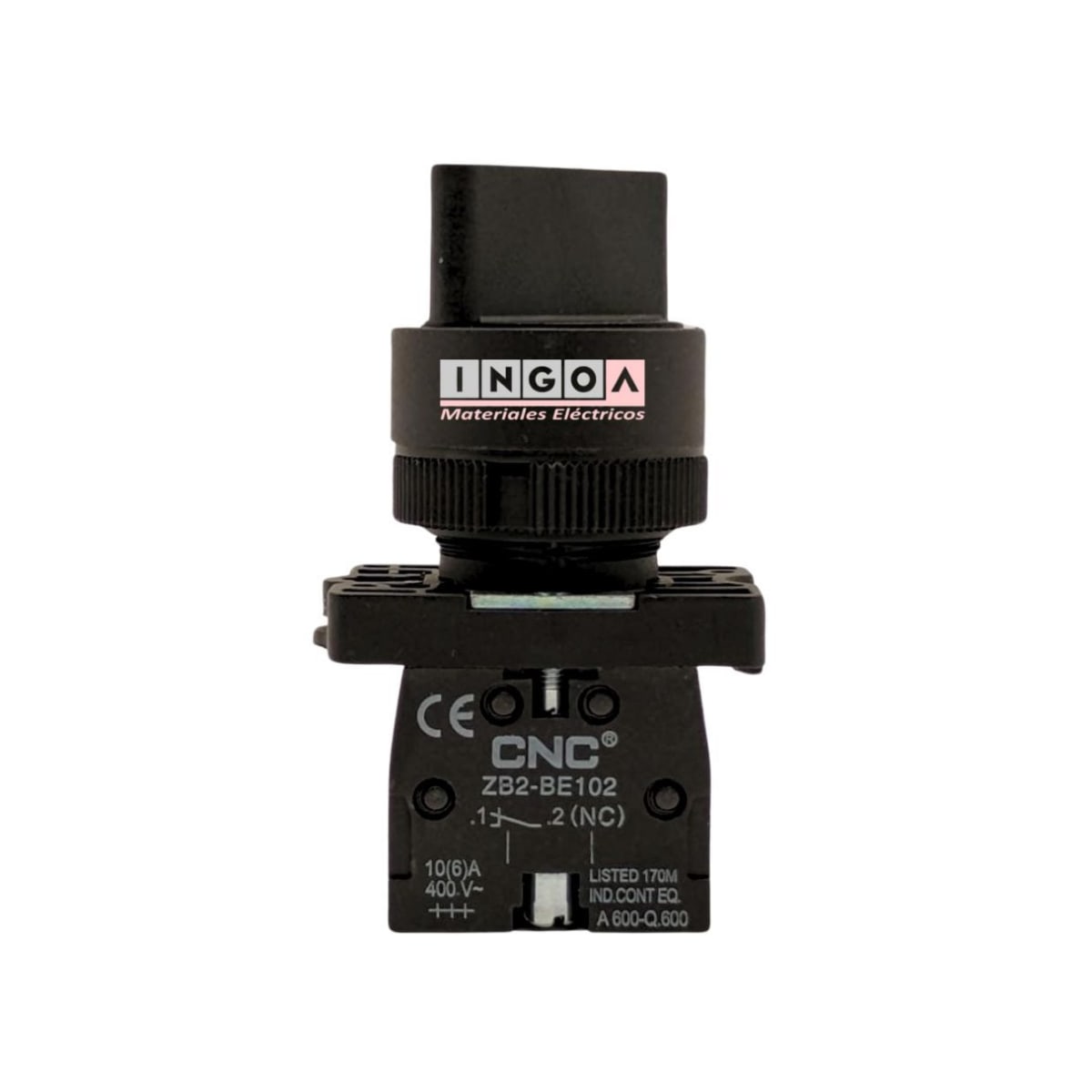 Selector 2 Posiciones Con Retorno 10A 1NO + 1NC 22MM - CNC2