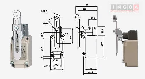 Final de Carrera WLCA12 Limit Switch Con Palanca Extendida y Rueda 10A 1NO+1NC IP65 - Vista 7