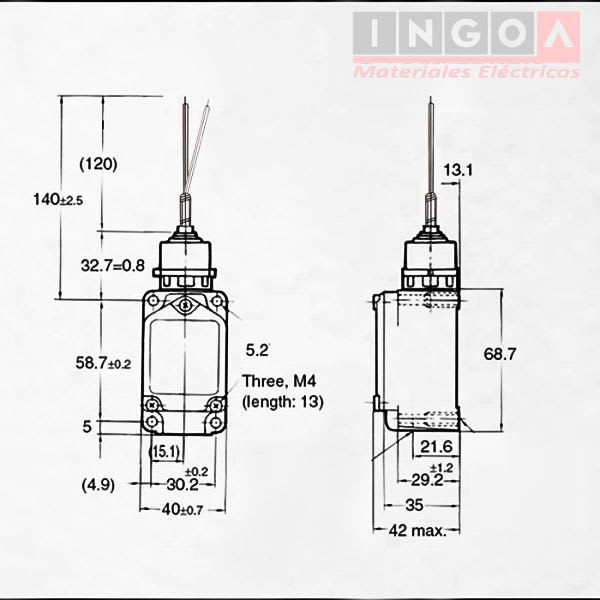 Final de Carrera WL-NJ-S2 Limit Switch Con Espiral 10A 1NO+1NC IP65 - Vista 5
