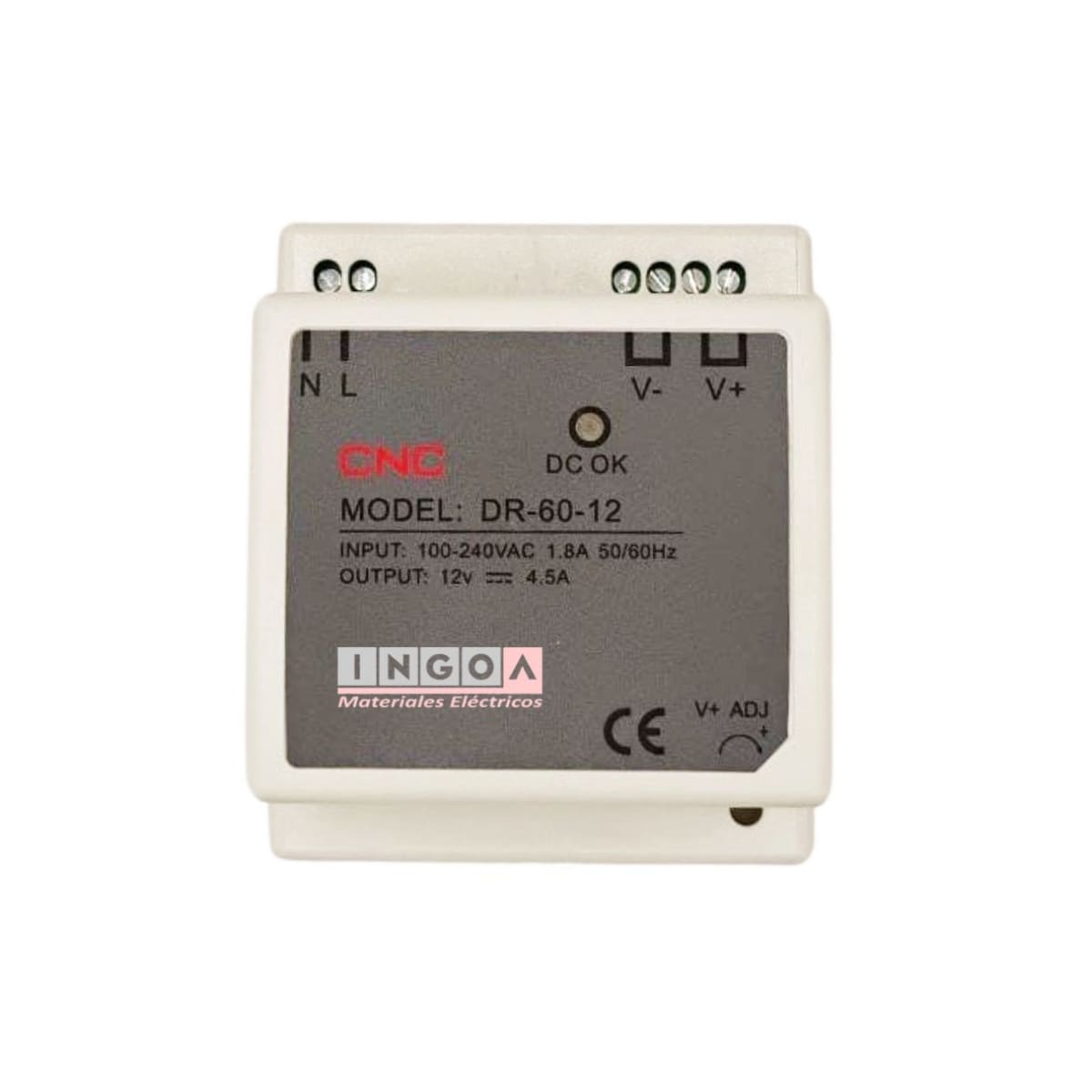Fuente de Poder a Riel Din 60W 12Vdc 4.5A - CNC - Vista 2