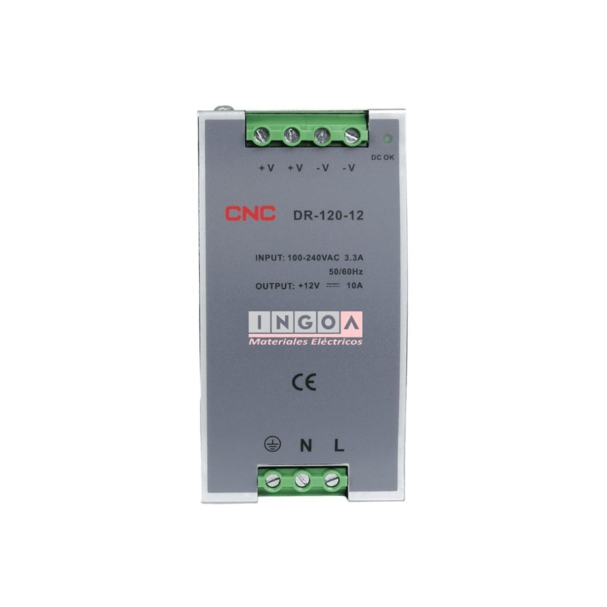 Fuente de Poder a Riel Din 120W 12Vdc 10A - CNC - Vista 2