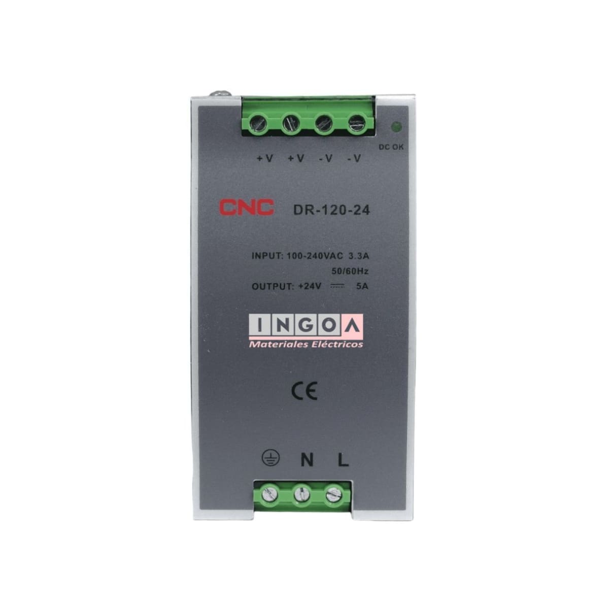 Fuente de Poder a Riel Din 120W 24Vdc 5A - CNC - Vista 2