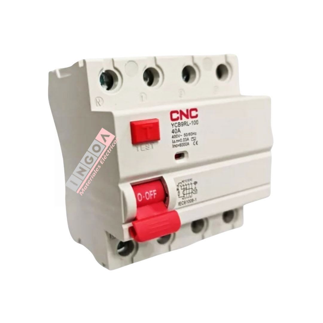 Int. Diferencial CNC 4x40A 30mA Clase AC4