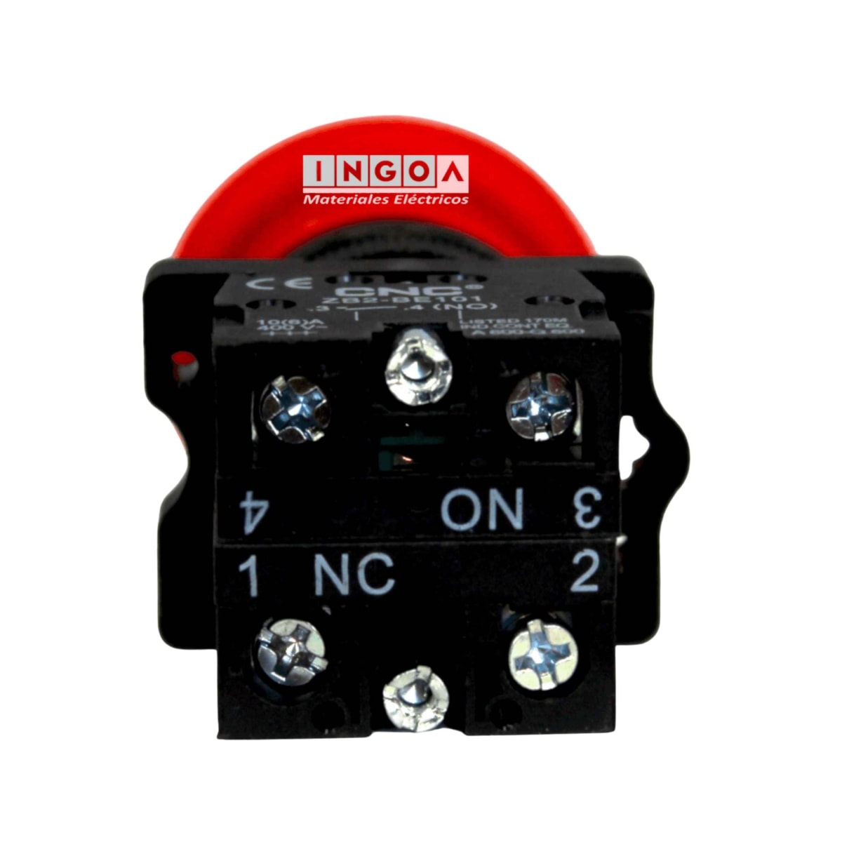 Pulsador Parada de Emergencia Con Retención 22MM 1NC+1NO Hongo 40MM Miniatura 3