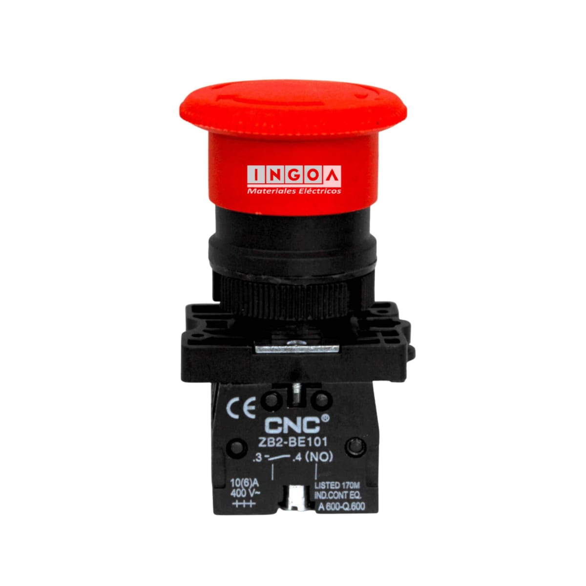Pulsador Parada de Emergencia Con Retención 22MM 1NC+1NO Hongo 40MM Miniatura 4