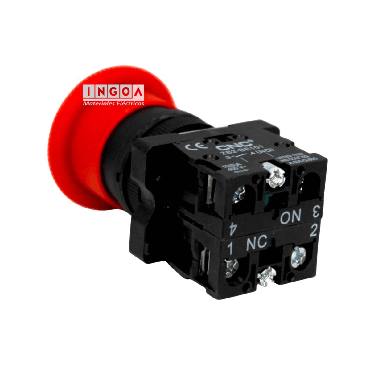 Pulsador Parada de Emergencia Con Retención 22MM 1NC+1NO Hongo 40MM - Vista 6