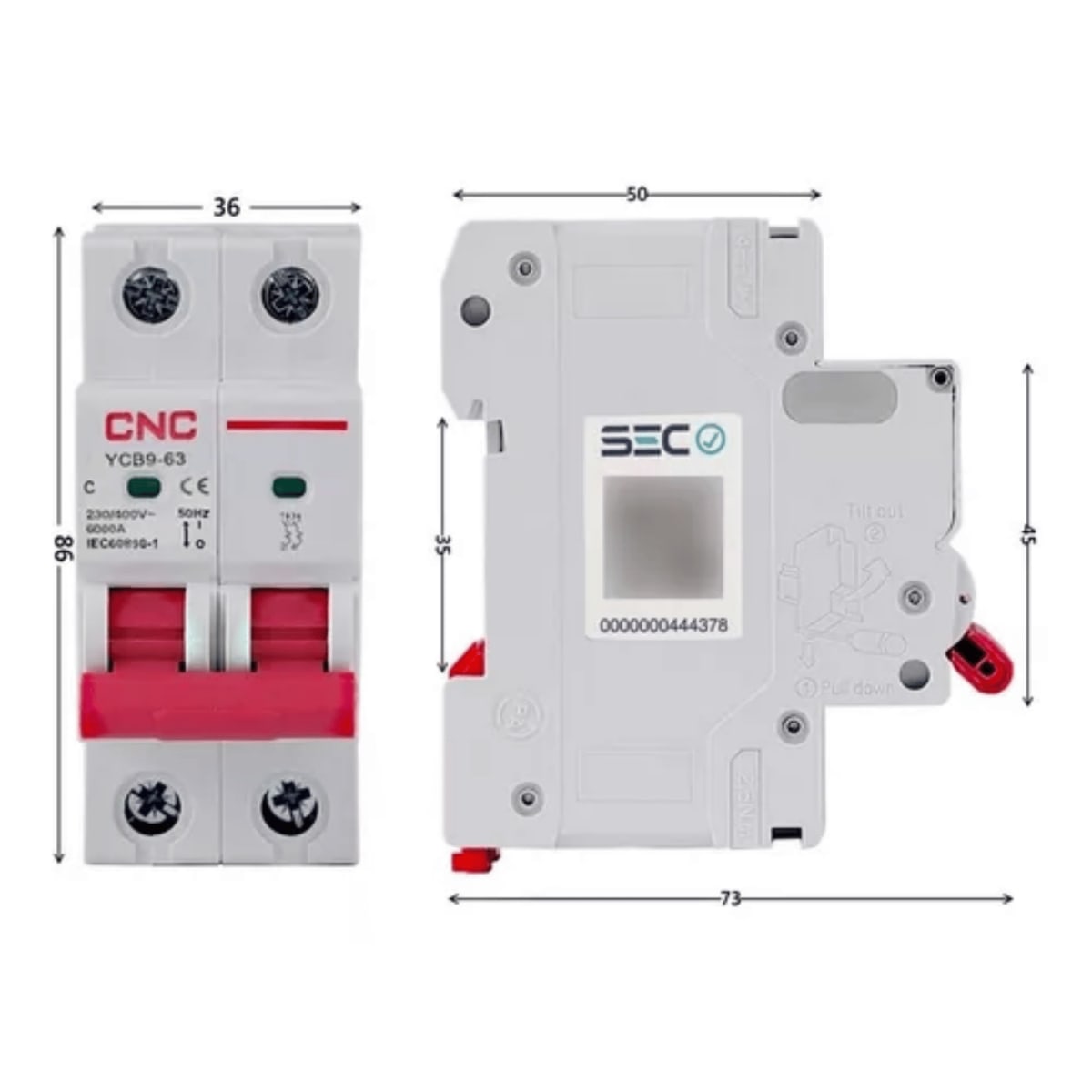 Int. Automatico CNC Omnipolar 2x6A 6KA C6