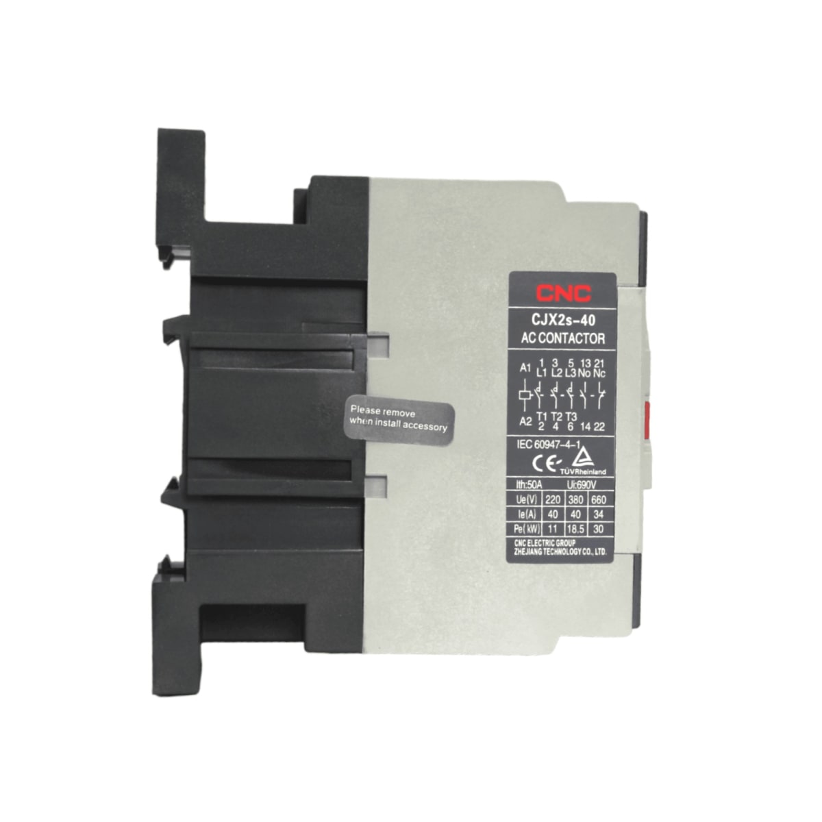 Contactor Trifasico 40A 1NO+1NC Bobina 220V CNC - CJX2s - Vista 3