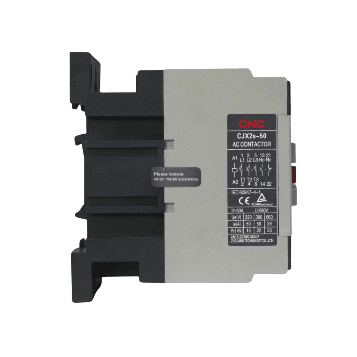 Contactor Trifasico 50A 1NO+1NC Bobina 220V CNC - CJX2s - Vista 3