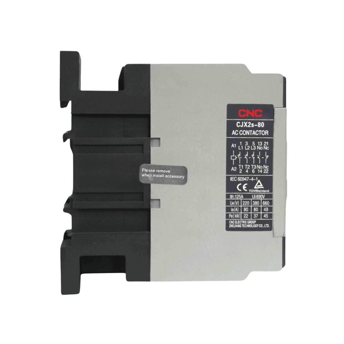 Contactor Trifasico 80A 1NO+1NC Bobina 220V CNC - CJX2s - Vista 3