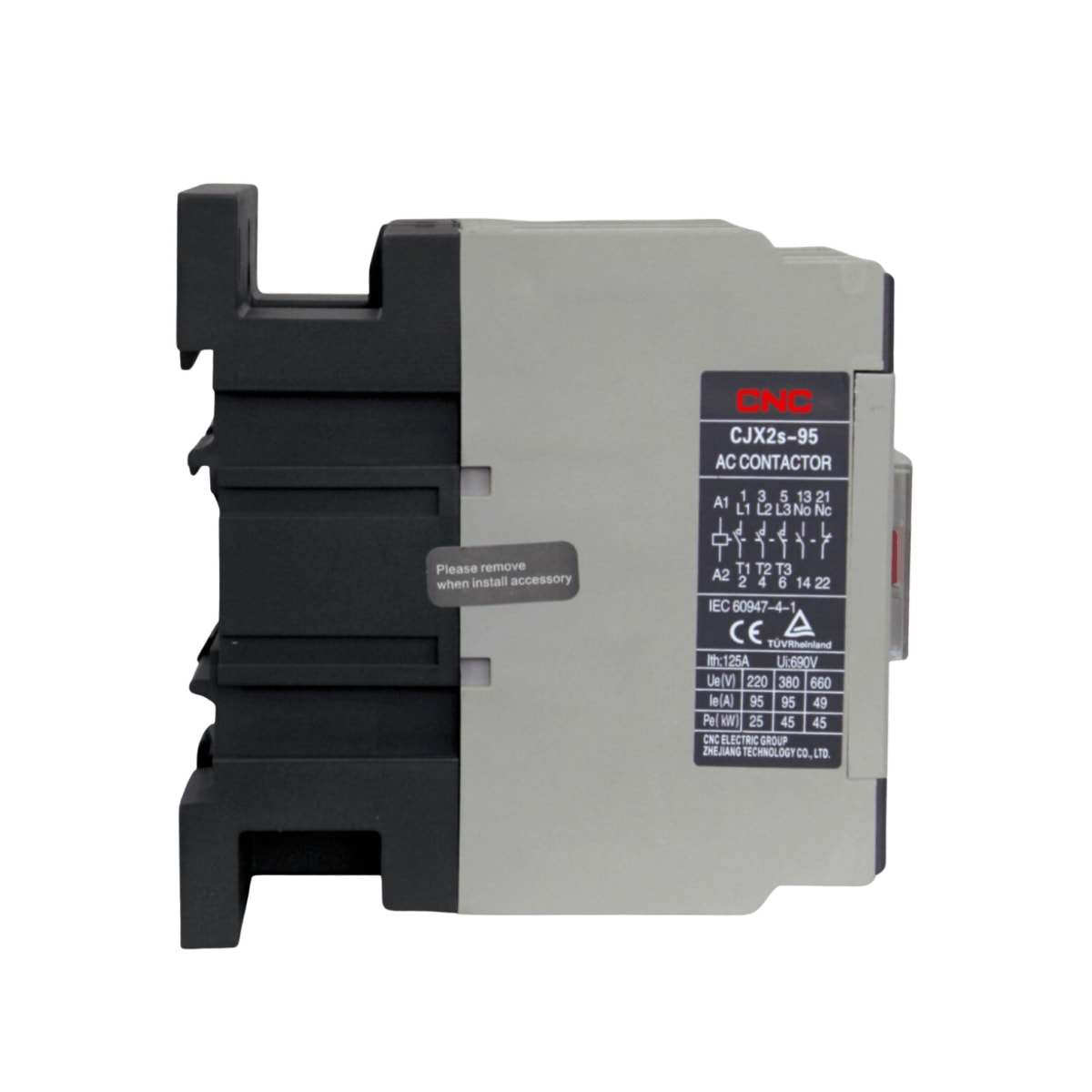Contactor Trifasico 95A 1NO+1NC Bobina 220V CNC - CJX2s - Vista 3