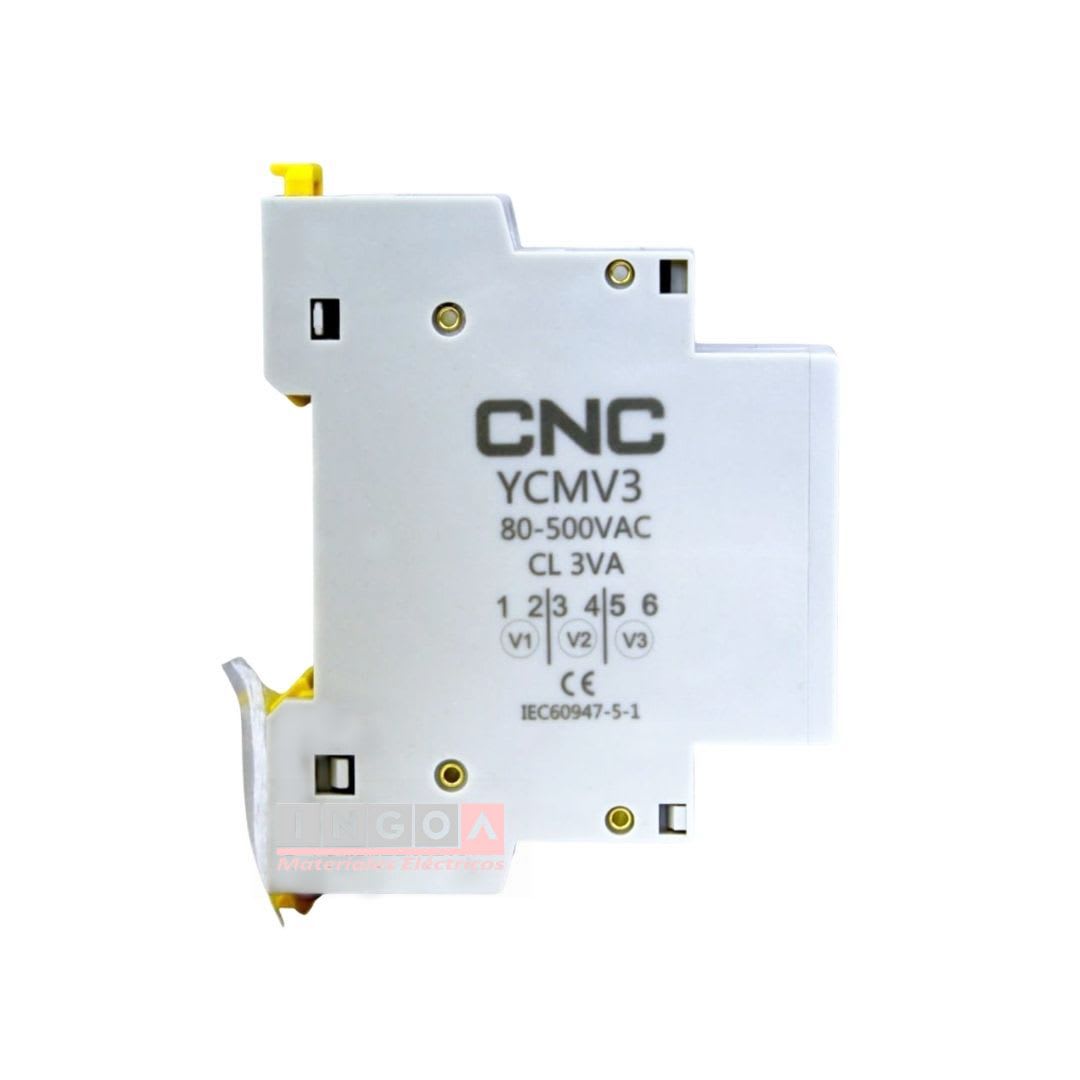 Luz Piloto Voltimetro a Riel DIN Trifasico 80-500VAC YCMV3 CNC - Vista 2