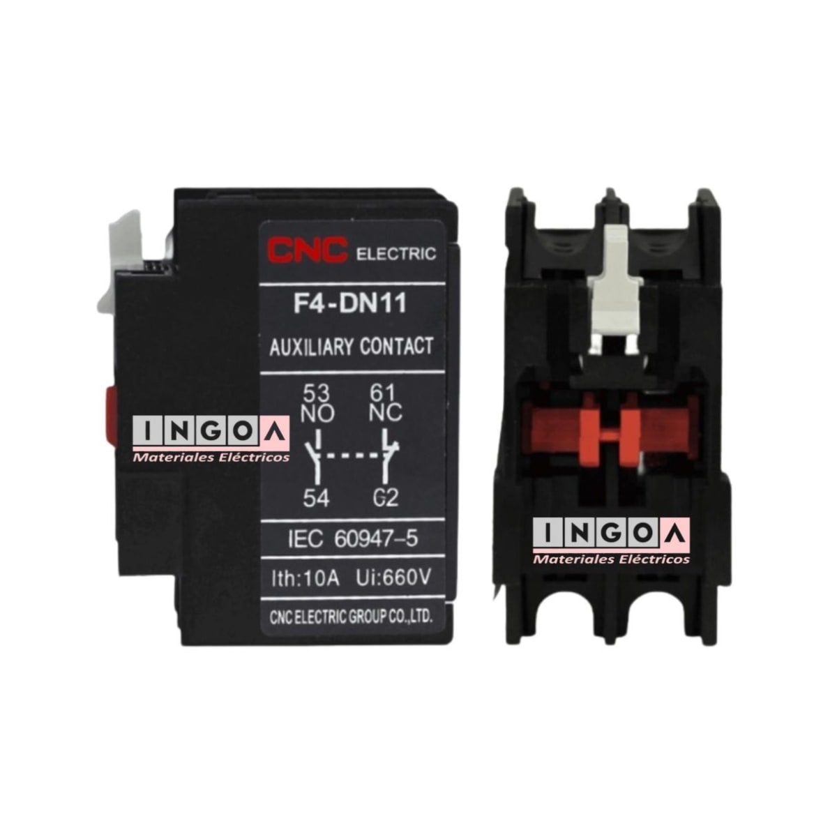 Contacto Auxiliar Frontal para Contactor 1NO+1NC - CNC - Vista 4